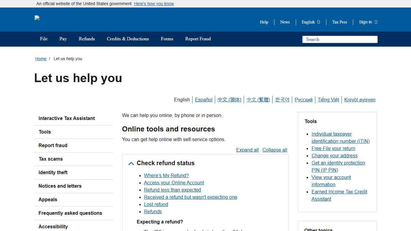 Let us help you Internal Revenue Service